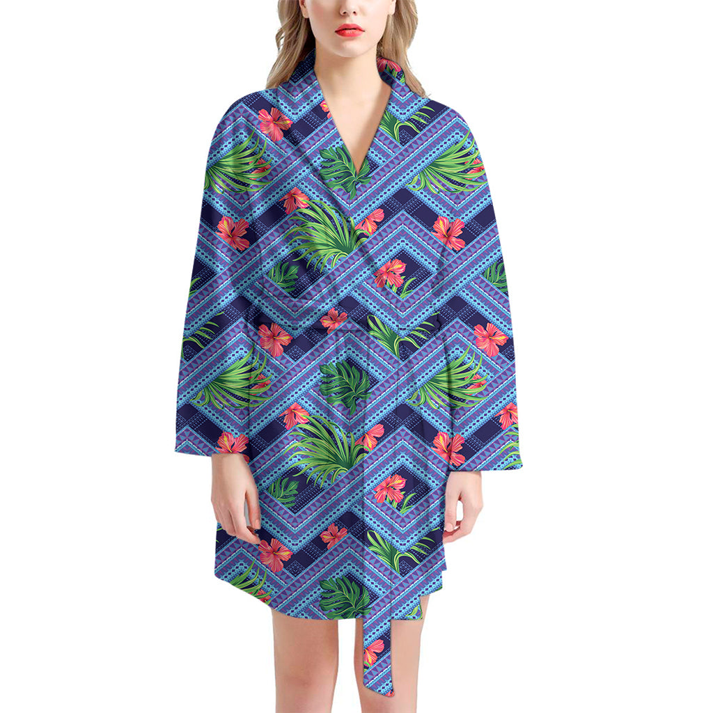 Tropical Aztec Geometric Pattern Print Women's Bathrobe