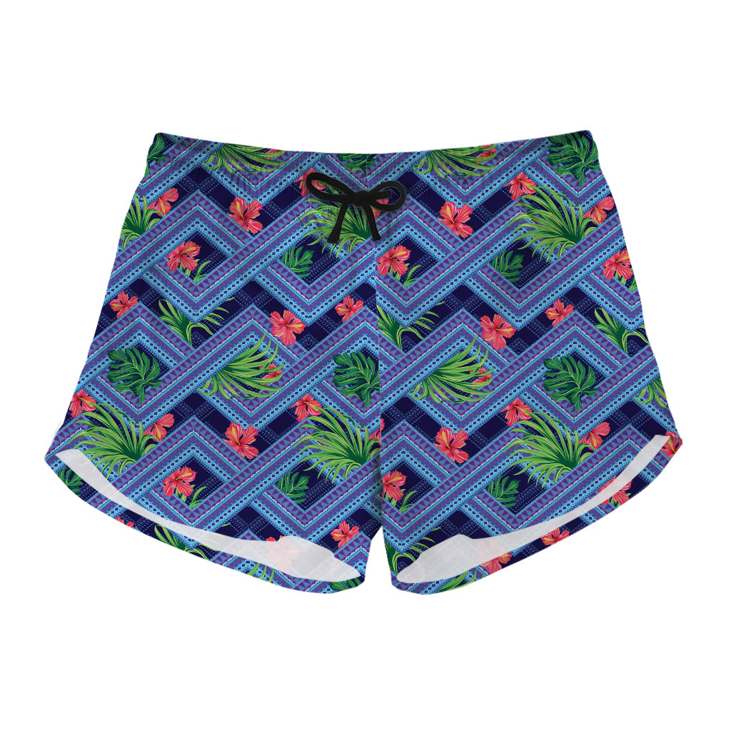 Tropical Aztec Geometric Pattern Print Women's Shorts