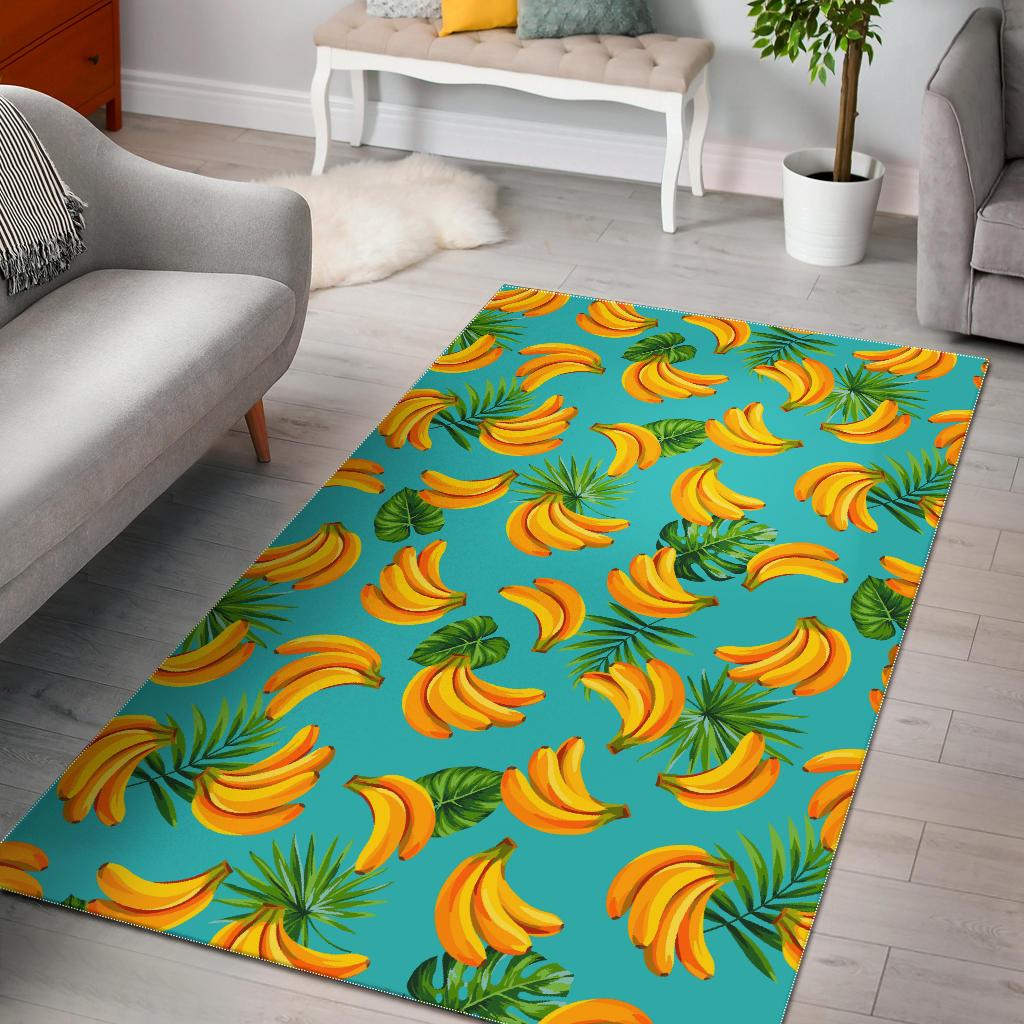 Tropical Banana Leaf Pattern Print Area Rug