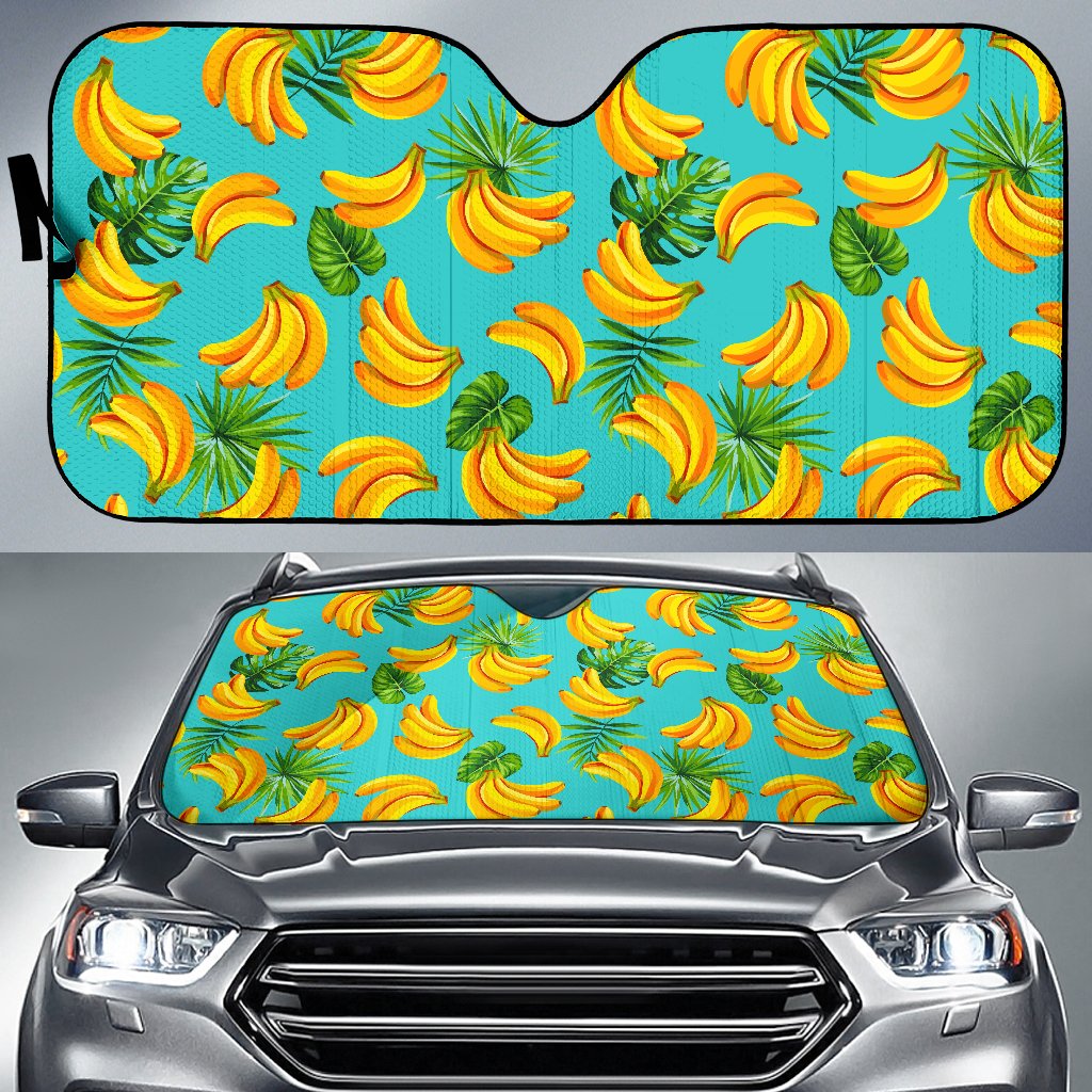 Tropical Banana Leaf Pattern Print Car Sun Shade