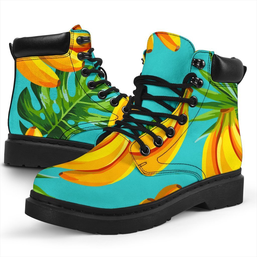 Tropical Banana Leaf Pattern Print Classic Boots