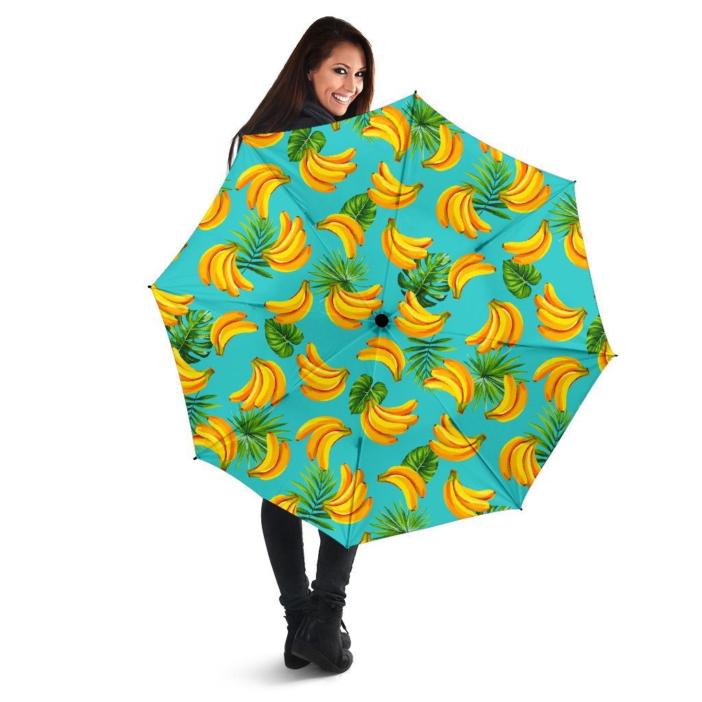 Tropical Banana Leaf Pattern Print Foldable Umbrella