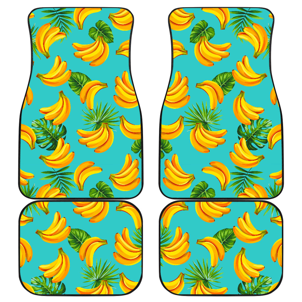 Tropical Banana Leaf Pattern Print Front and Back Car Floor Mats