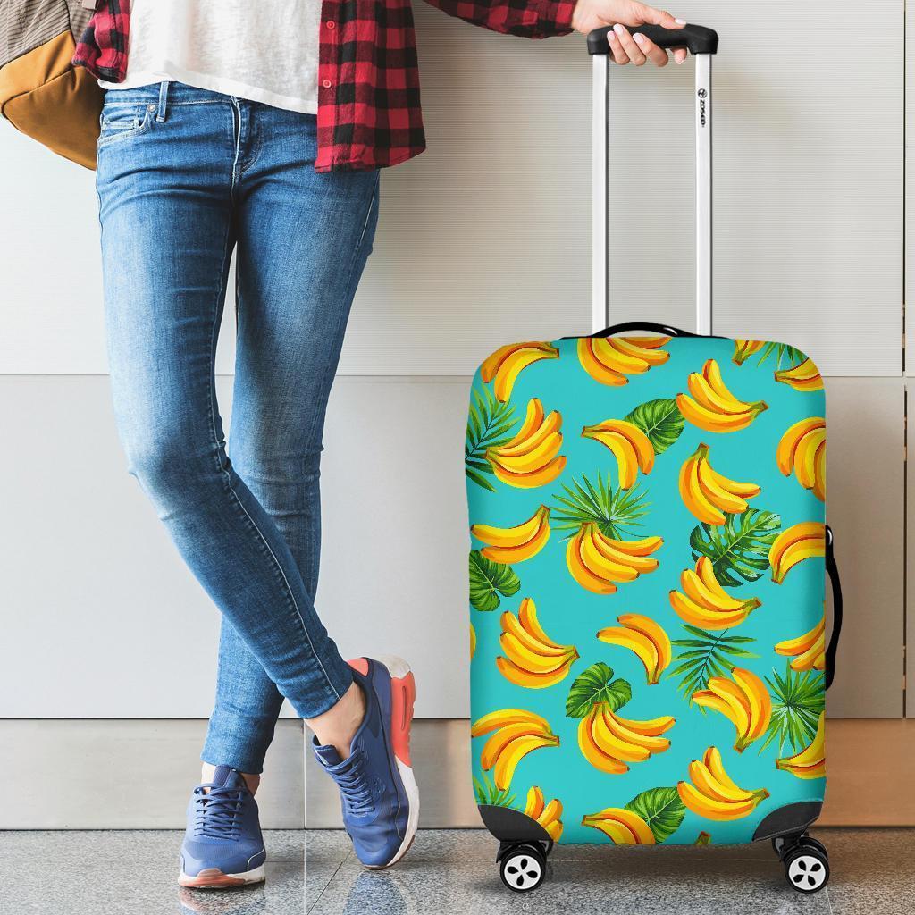 Tropical Banana Leaf Pattern Print Luggage Cover