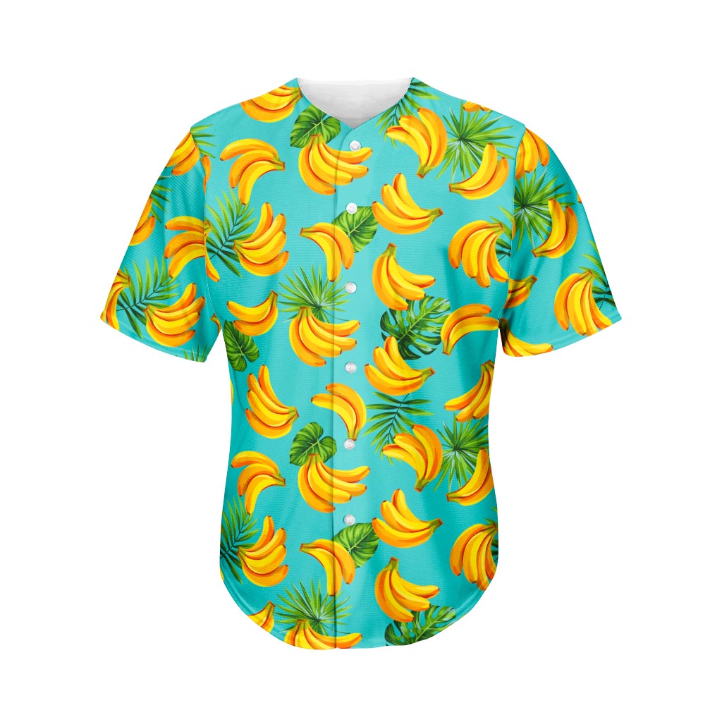 Tropical Banana Leaf Pattern Print Men's Baseball Jersey