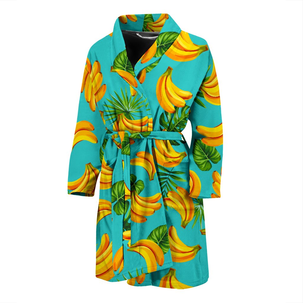 Tropical Banana Leaf Pattern Print Men's Bathrobe