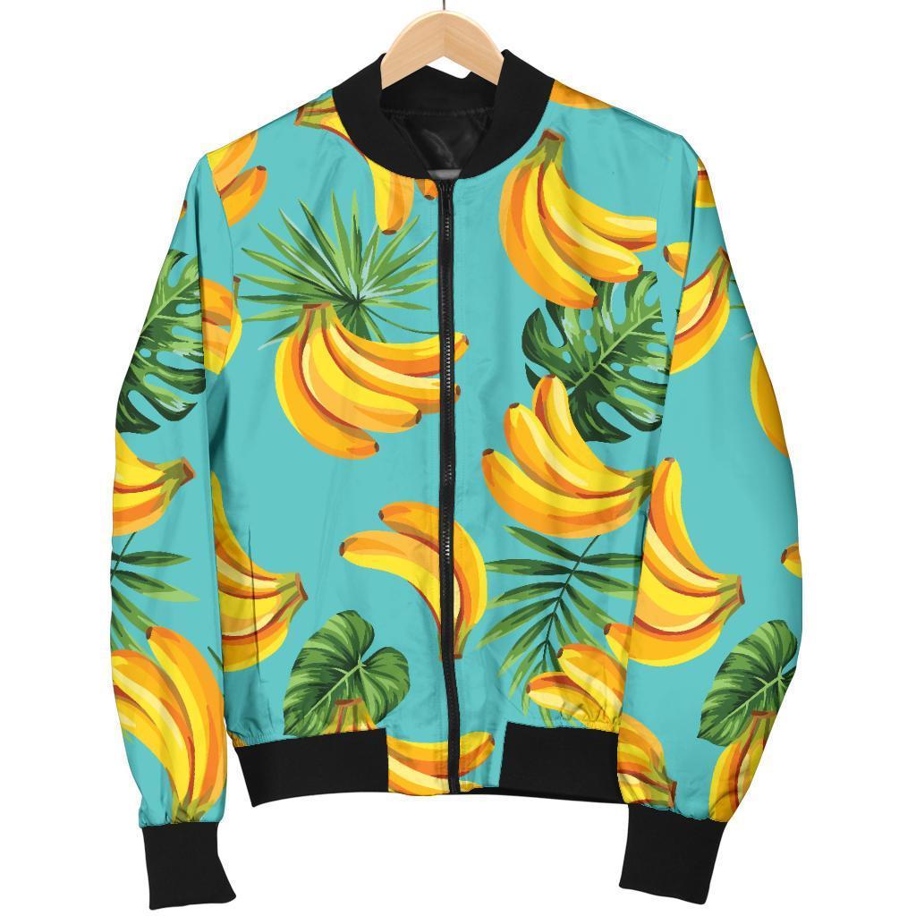 Tropical Banana Leaf Pattern Print Men's Bomber Jacket