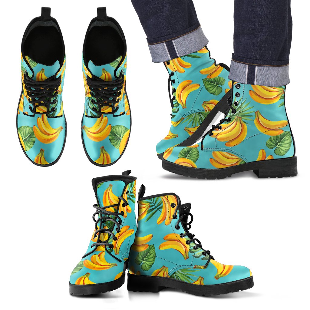 Tropical Banana Leaf Pattern Print Men's Boots