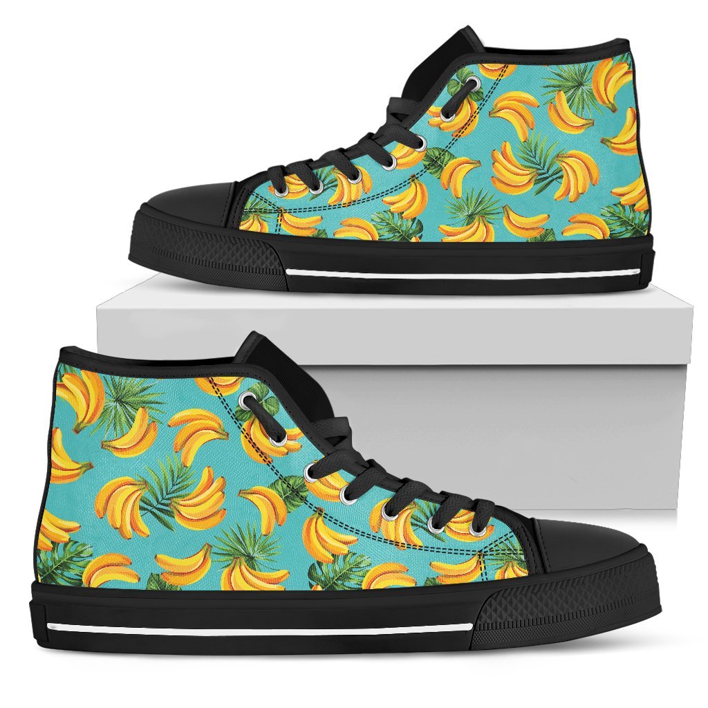 Tropical Banana Leaf Pattern Print Men's High Top Shoes