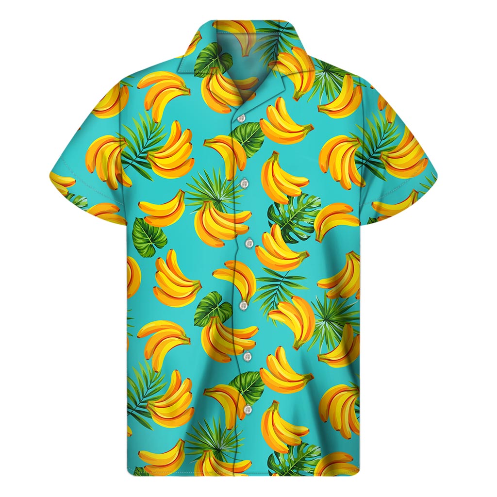 Tropical Banana Leaf Pattern Print Men's Short Sleeve Shirt