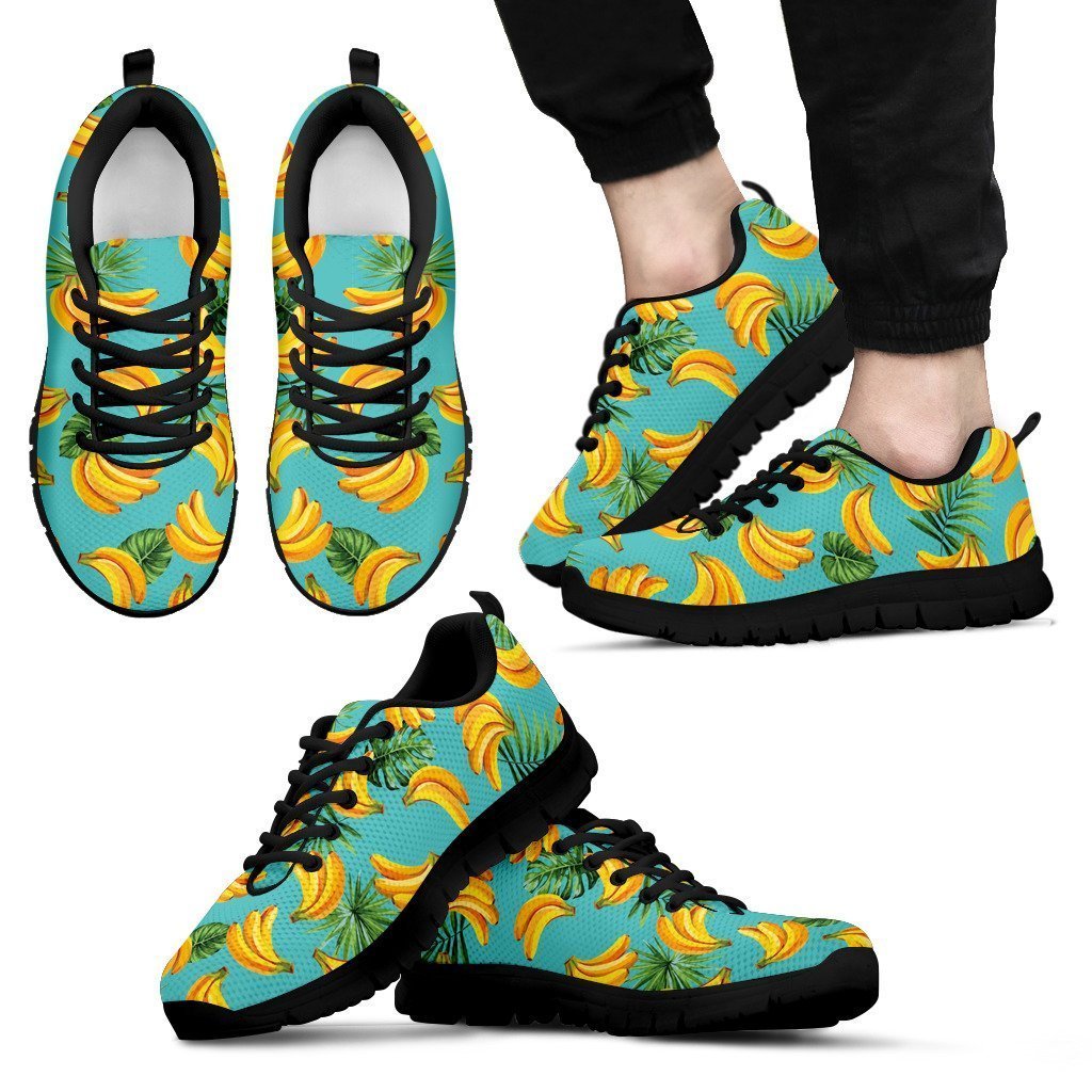 Tropical Banana Leaf Pattern Print Men's Sneakers