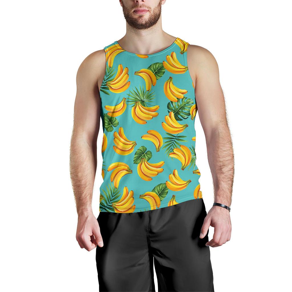 Tropical Banana Leaf Pattern Print Men's Tank Top