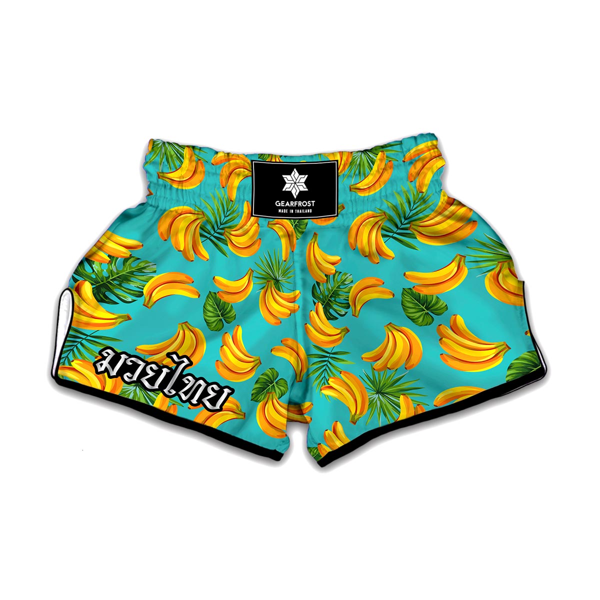 Tropical Banana Leaf Pattern Print Muay Thai Boxing Shorts