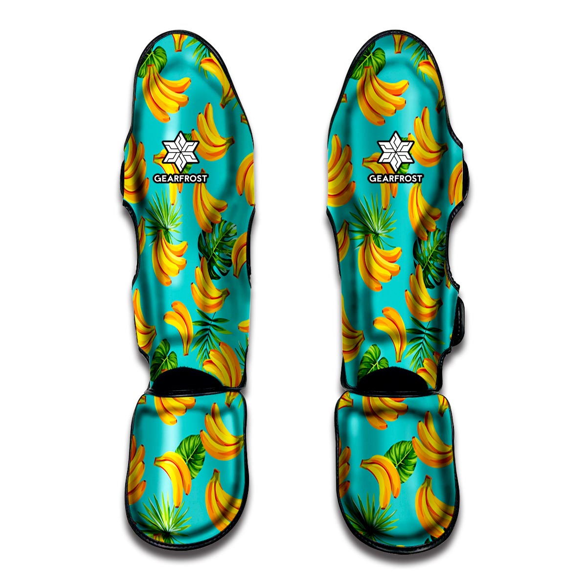 Tropical Banana Leaf Pattern Print Muay Thai Shin Guards