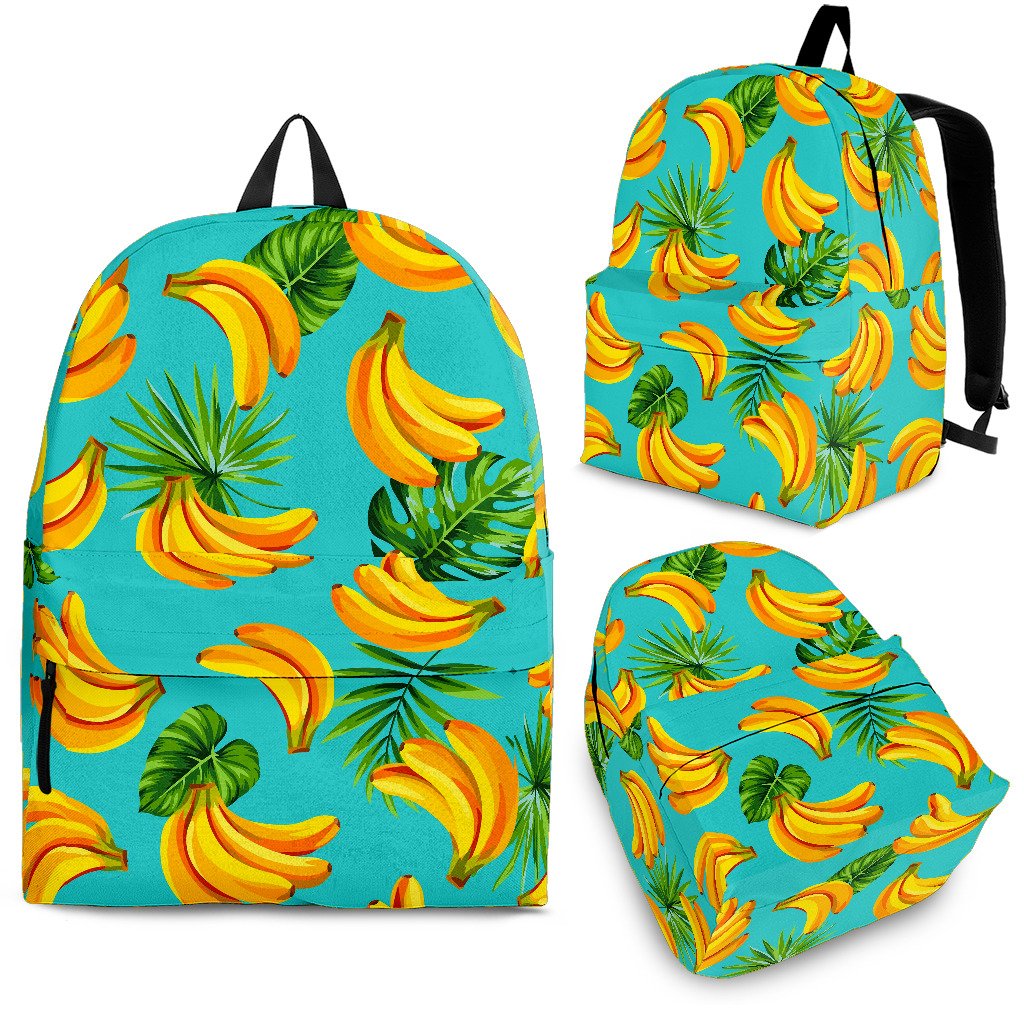 Tropical Banana Leaf Pattern Print School Backpack