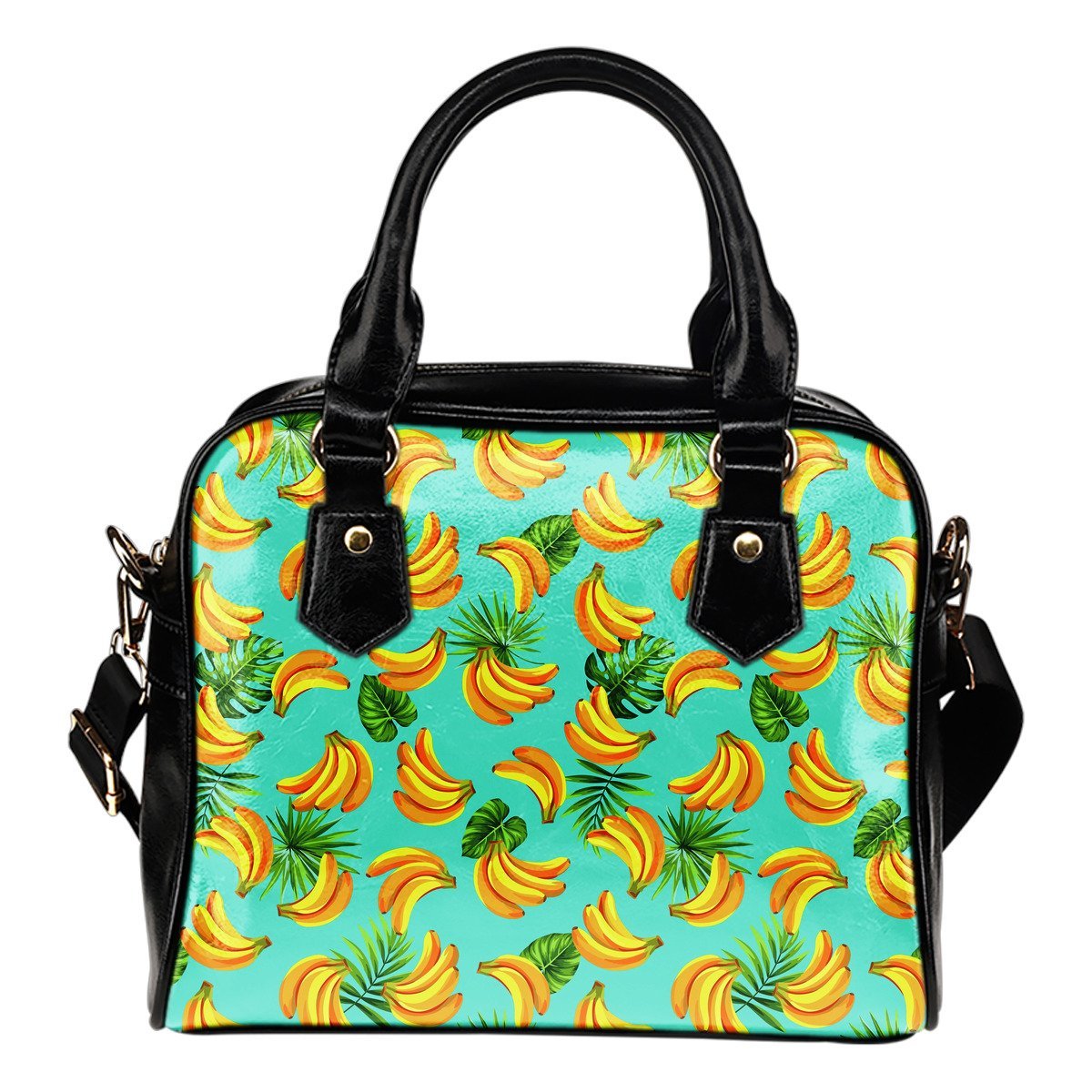 Tropical Banana Leaf Pattern Print Shoulder Handbag