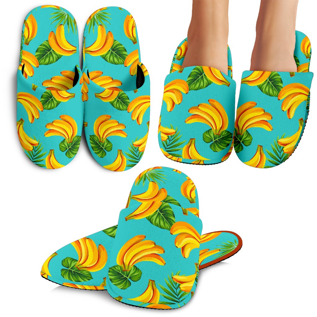 Tropical Banana Leaf Pattern Print Slippers