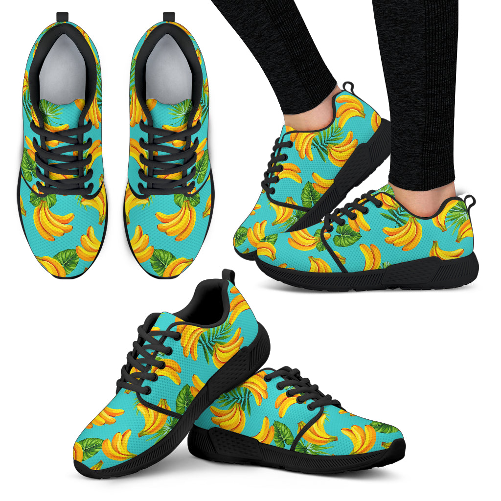 Tropical Banana Leaf Pattern Print Women's Athletic Shoes