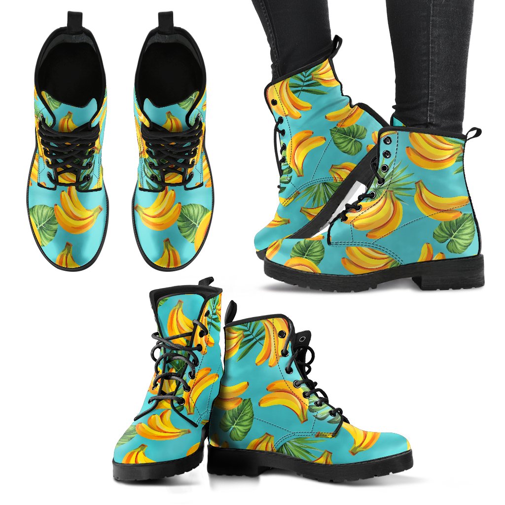 Tropical Banana Leaf Pattern Print Women's Boots