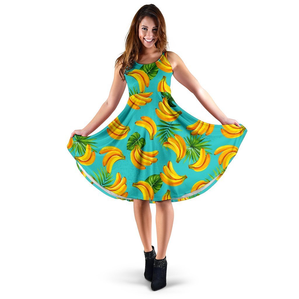 Tropical Banana Leaf Pattern Print Women's Dress