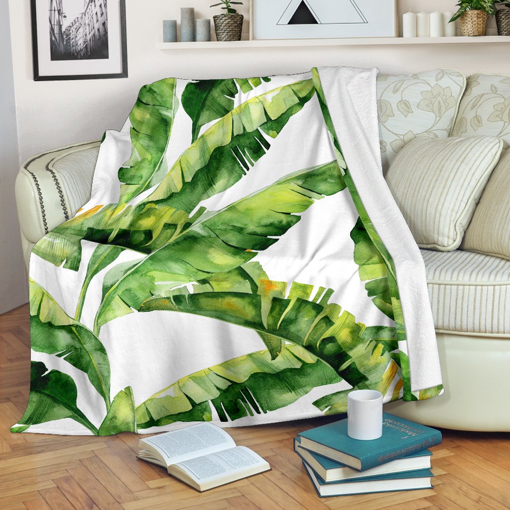 Tropical Banana Leaves Pattern Print Blanket