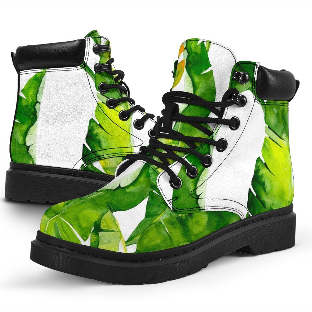 Tropical Banana Leaves Pattern Print Classic Boots