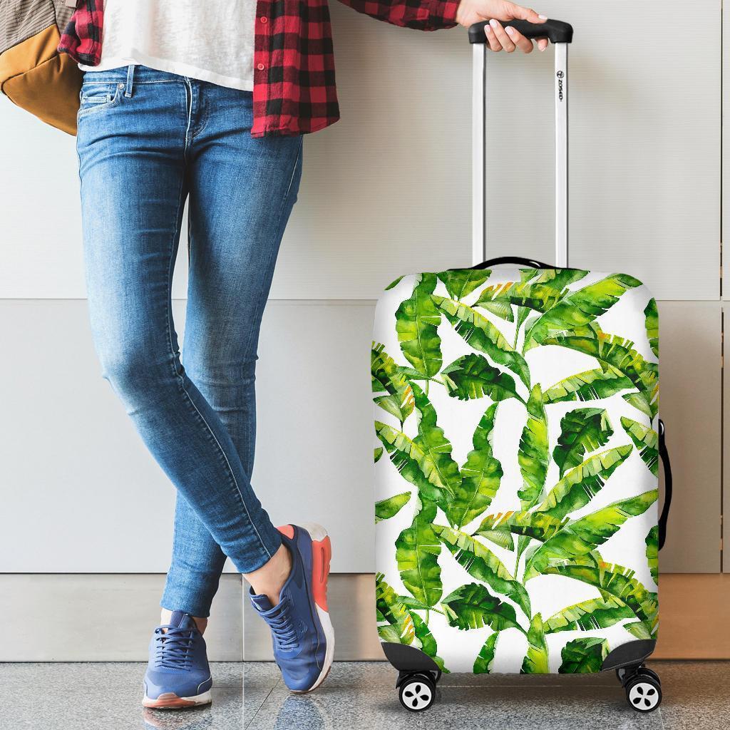 Tropical Banana Leaves Pattern Print Luggage Cover