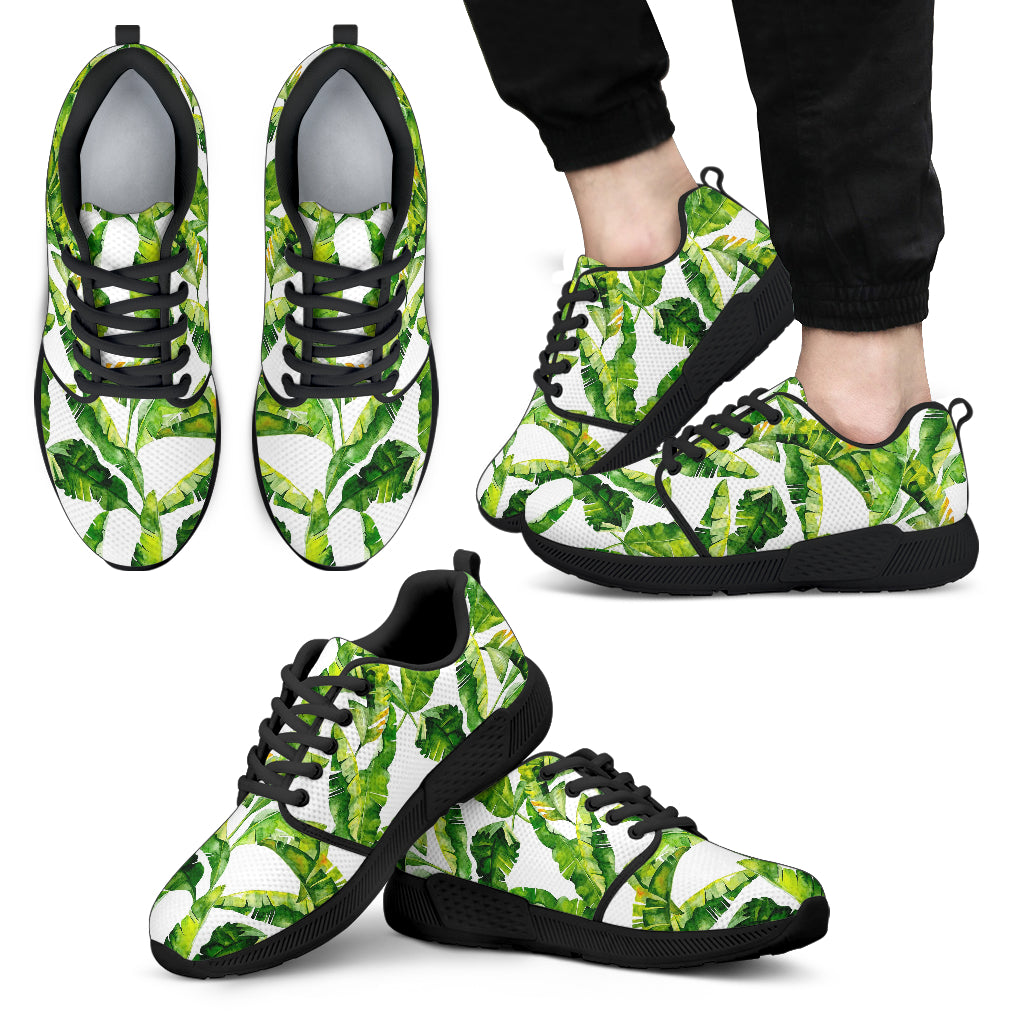 Tropical Banana Leaves Pattern Print Men's Athletic Shoes