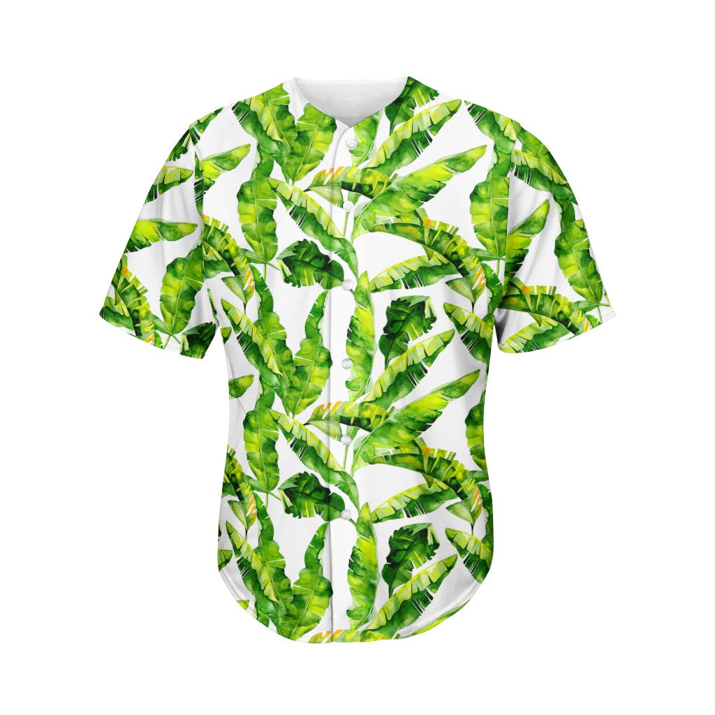 Tropical Banana Leaves Pattern Print Men's Baseball Jersey