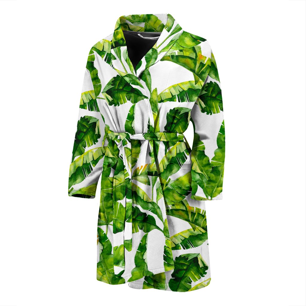 Tropical Banana Leaves Pattern Print Men's Bathrobe