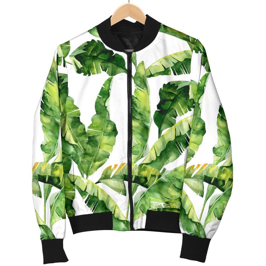 Tropical Banana Leaves Pattern Print Men's Bomber Jacket