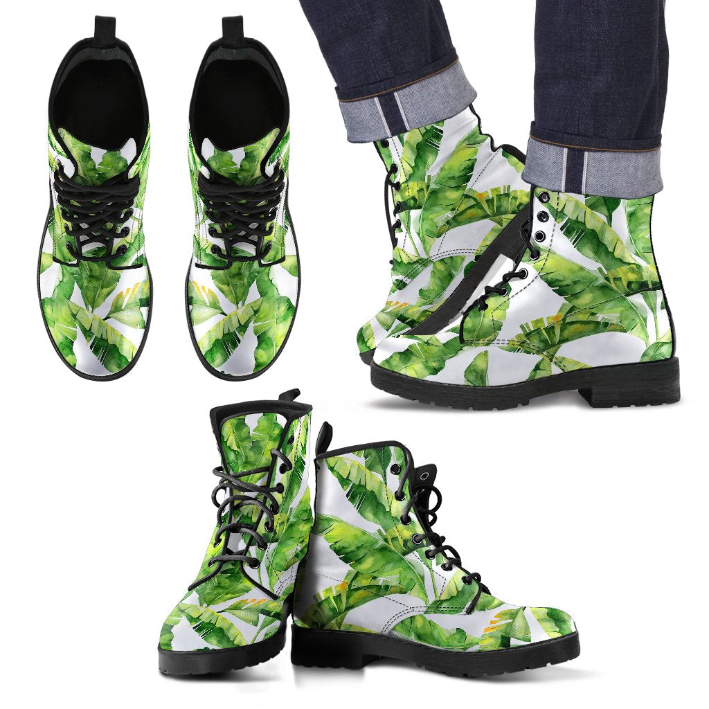 Tropical Banana Leaves Pattern Print Men's Boots