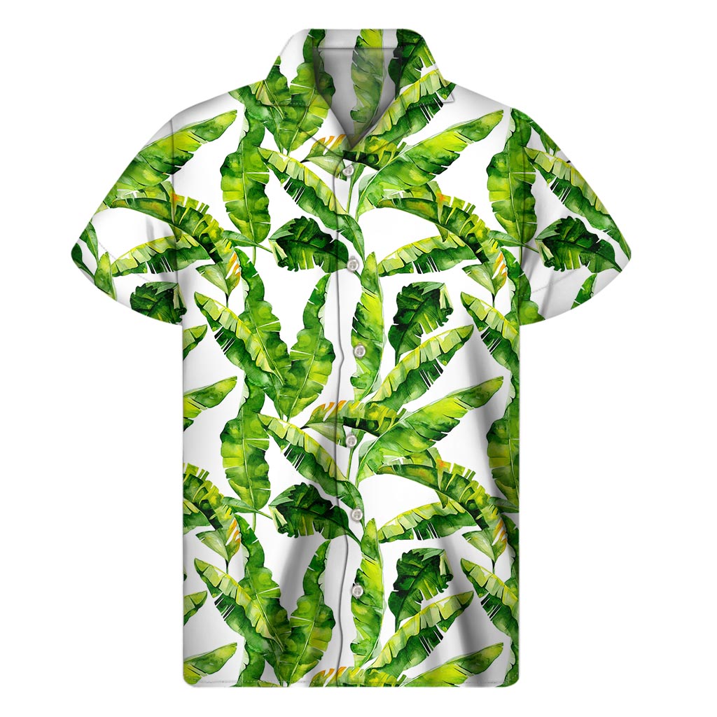 Tropical Banana Leaves Pattern Print Men's Short Sleeve Shirt