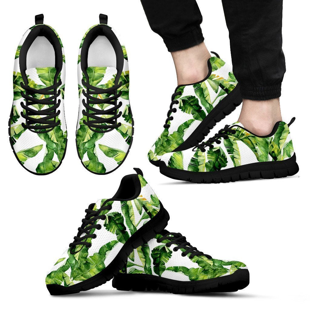 Tropical Banana Leaves Pattern Print Men's Sneakers