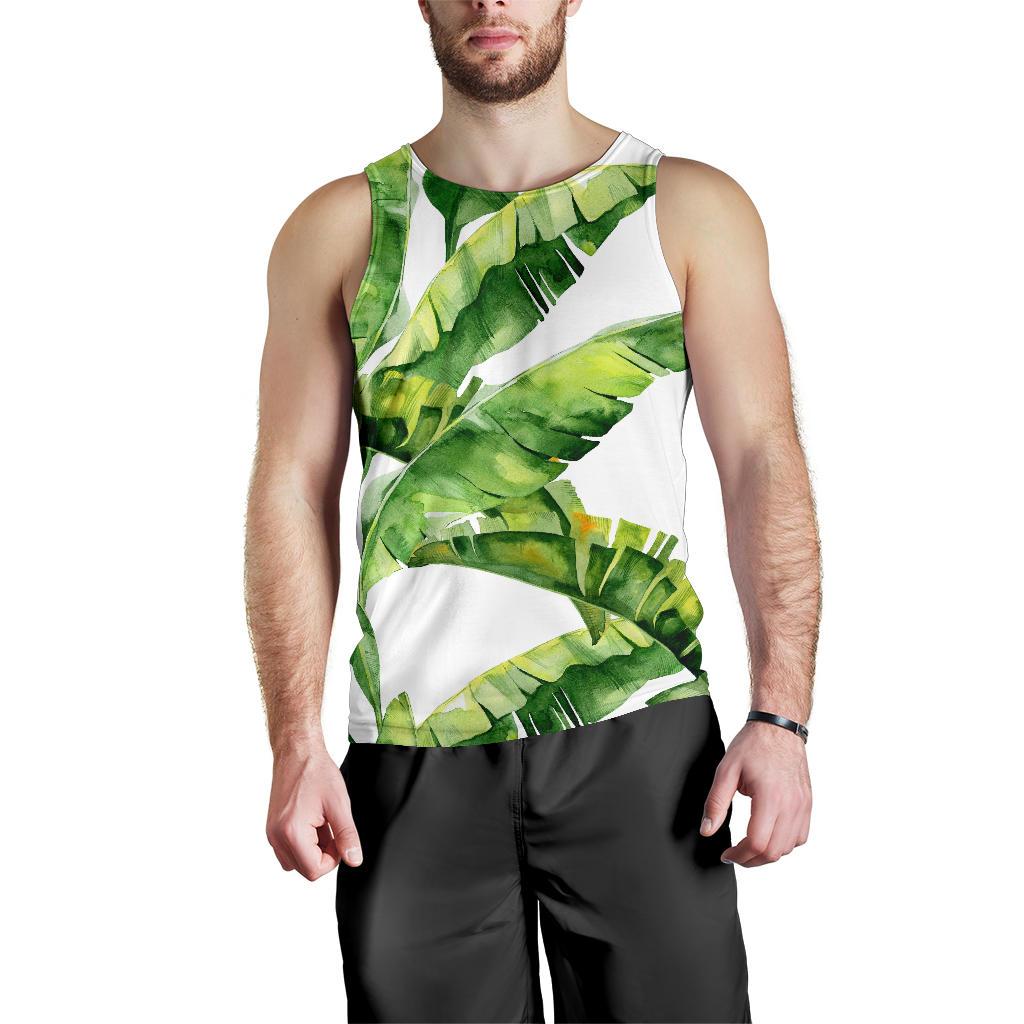 Tropical Banana Leaves Pattern Print Men's Tank Top