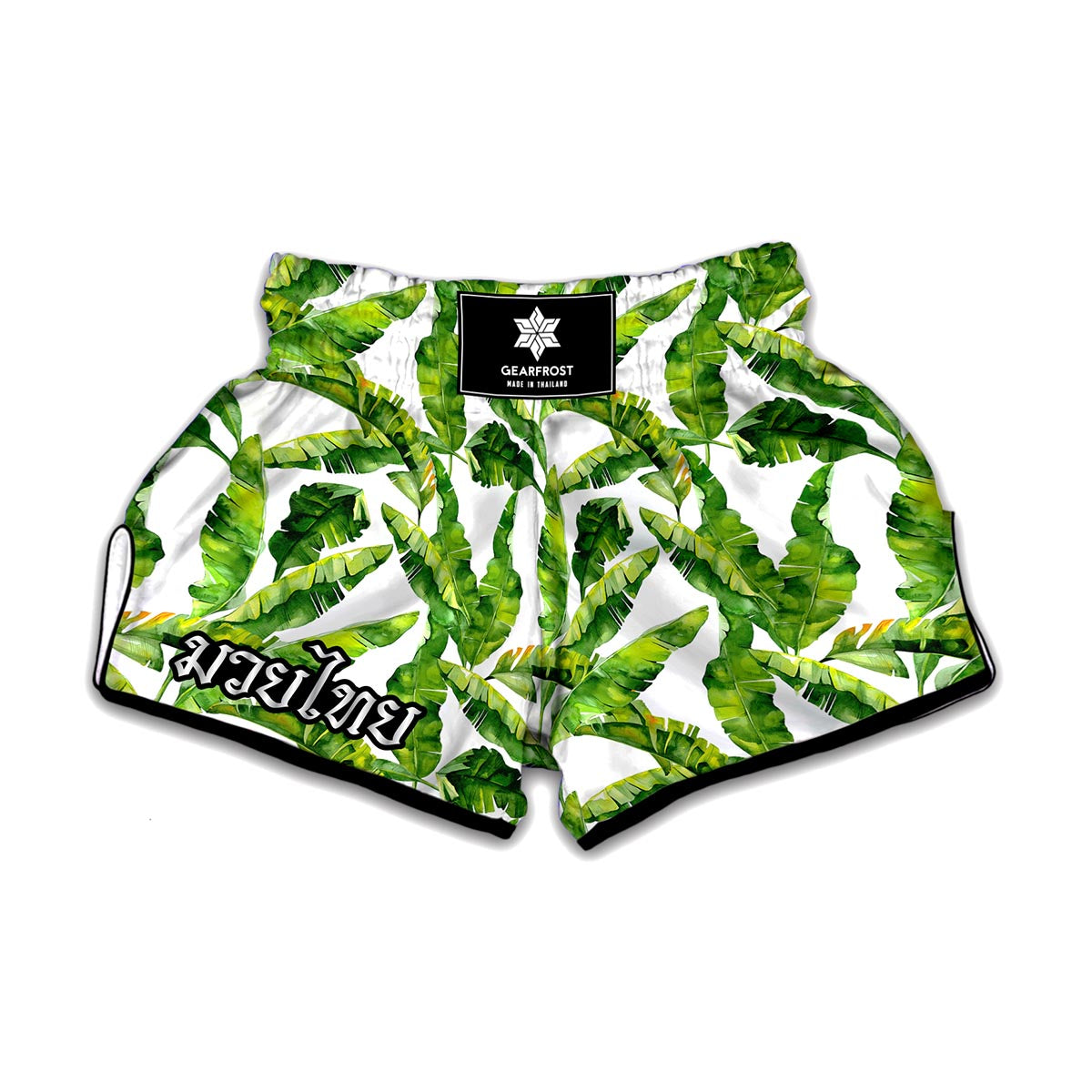 Tropical Banana Leaves Pattern Print Muay Thai Boxing Shorts