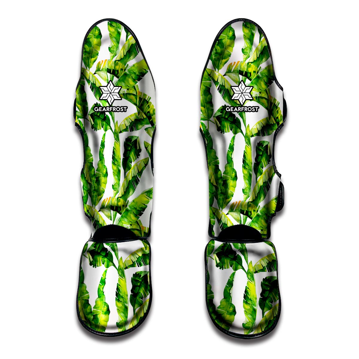 Tropical Banana Leaves Pattern Print Muay Thai Shin Guards