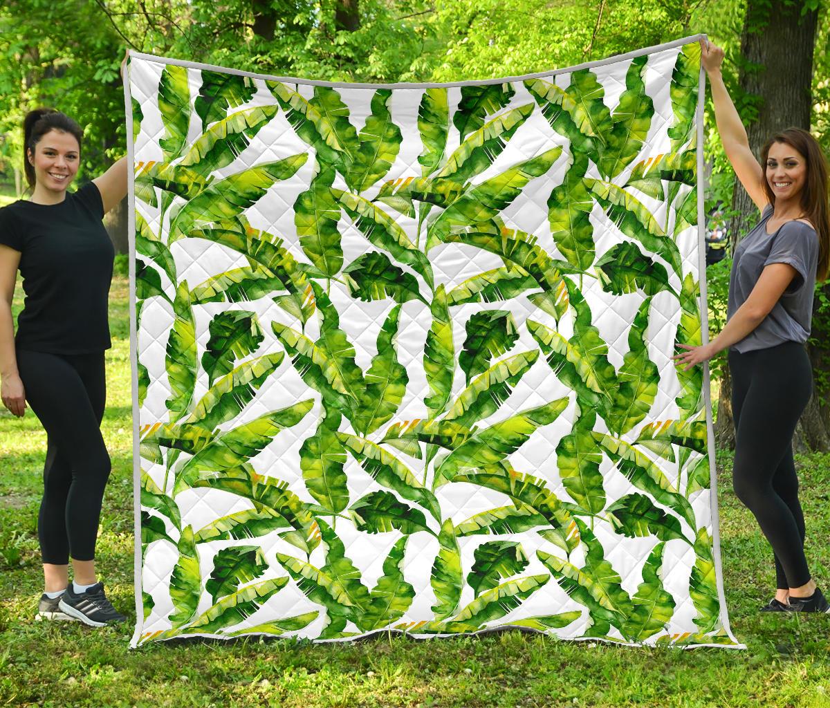 Tropical Banana Leaves Pattern Print Quilt