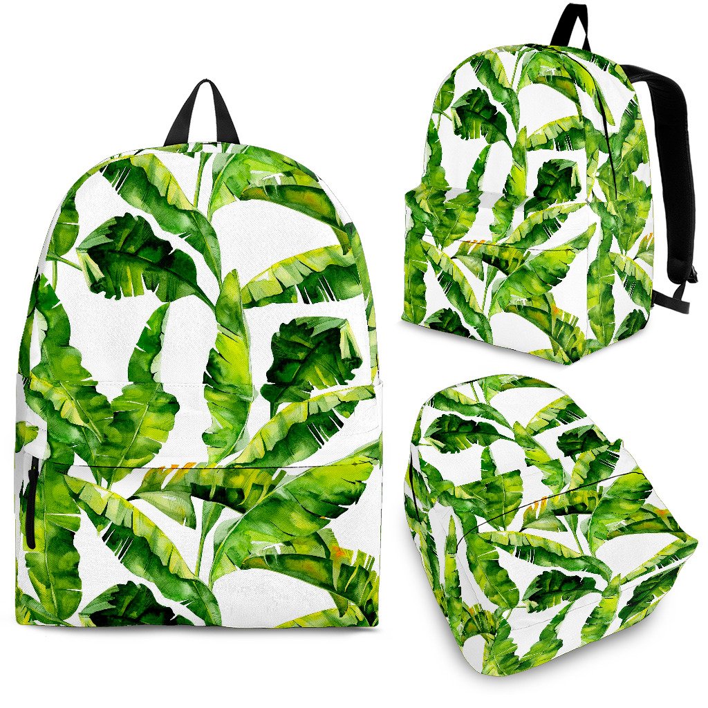 Tropical Banana Leaves Pattern Print School Backpack