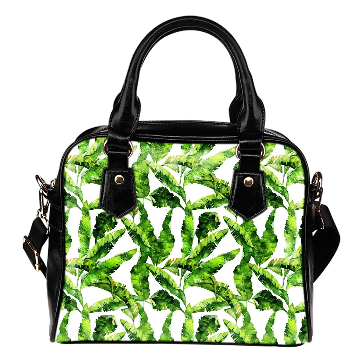 Tropical Banana Leaves Pattern Print Shoulder Handbag