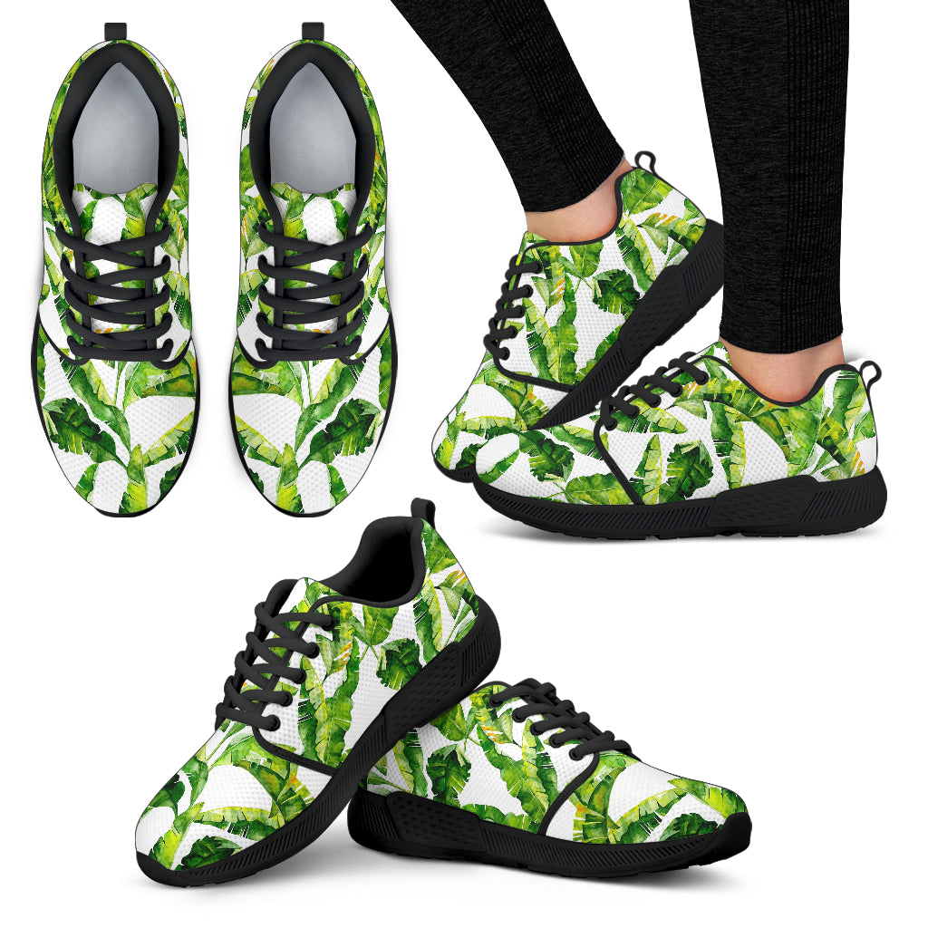 Tropical Banana Leaves Pattern Print Women's Athletic Shoes