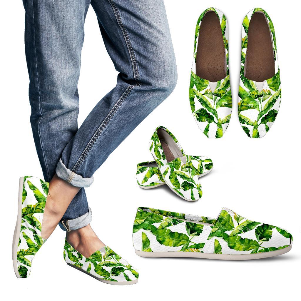 Tropical Banana Leaves Pattern Print Women's Casual Canvas Shoes