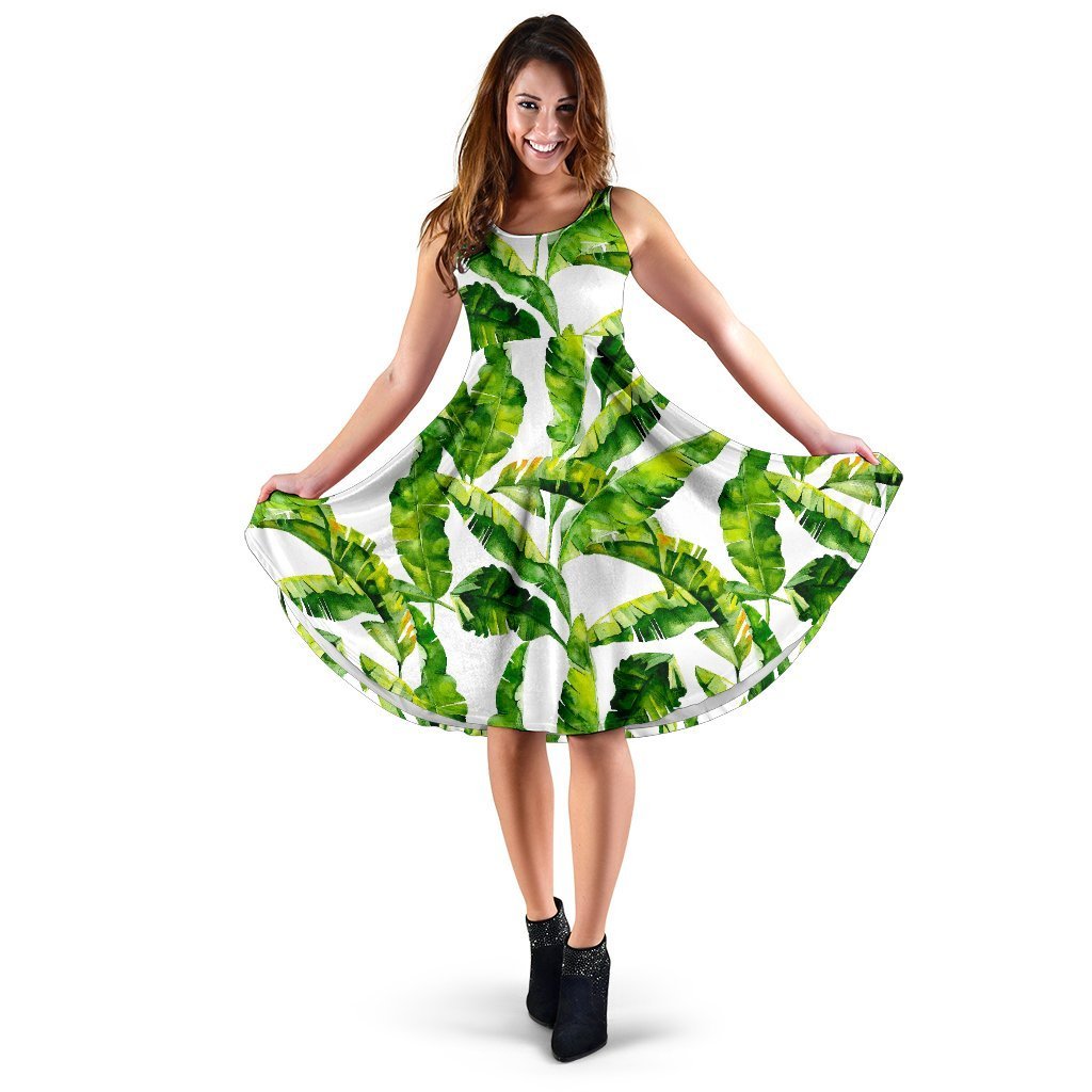 Tropical Banana Leaves Pattern Print Women's Dress