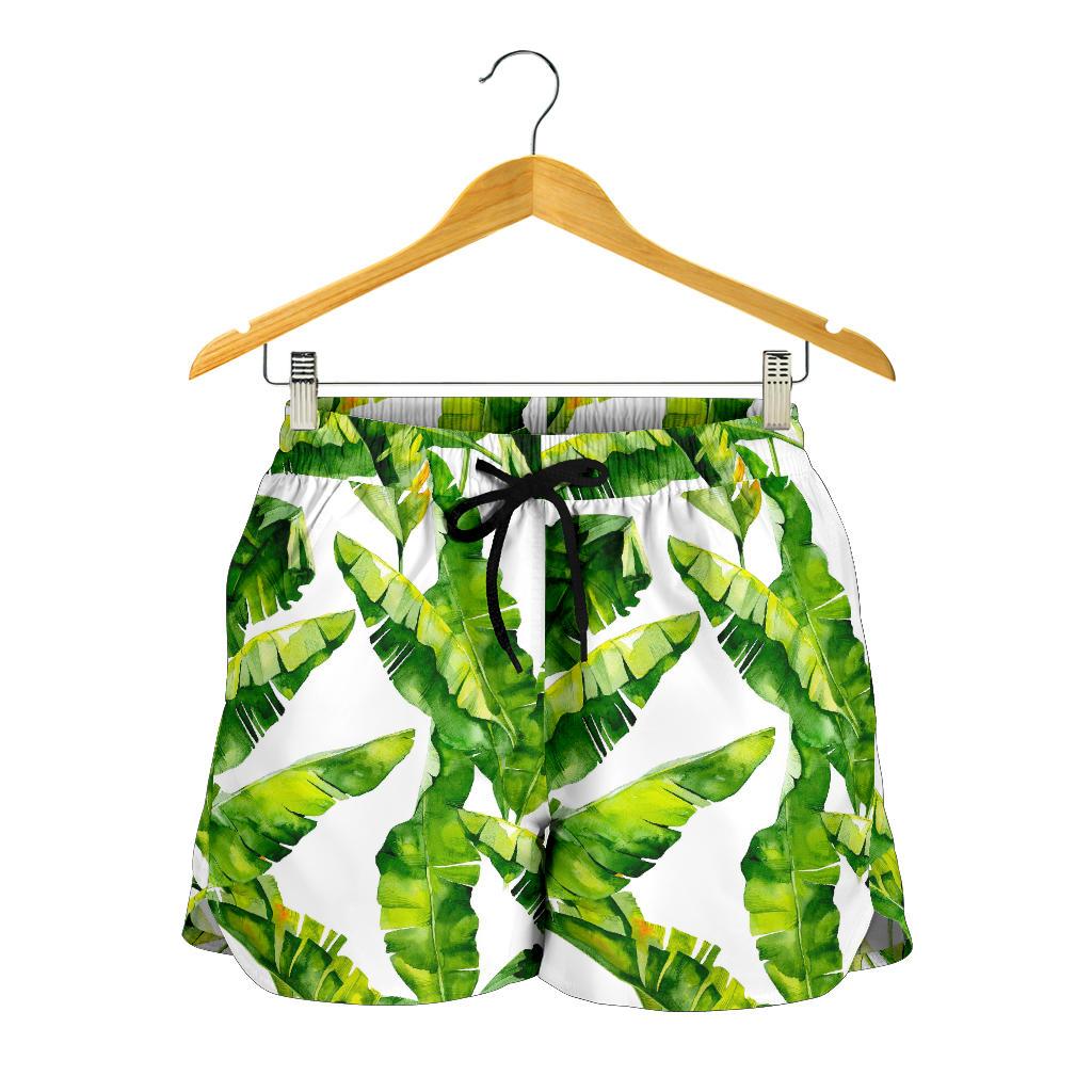 Tropical Banana Leaves Pattern Print Women's Shorts