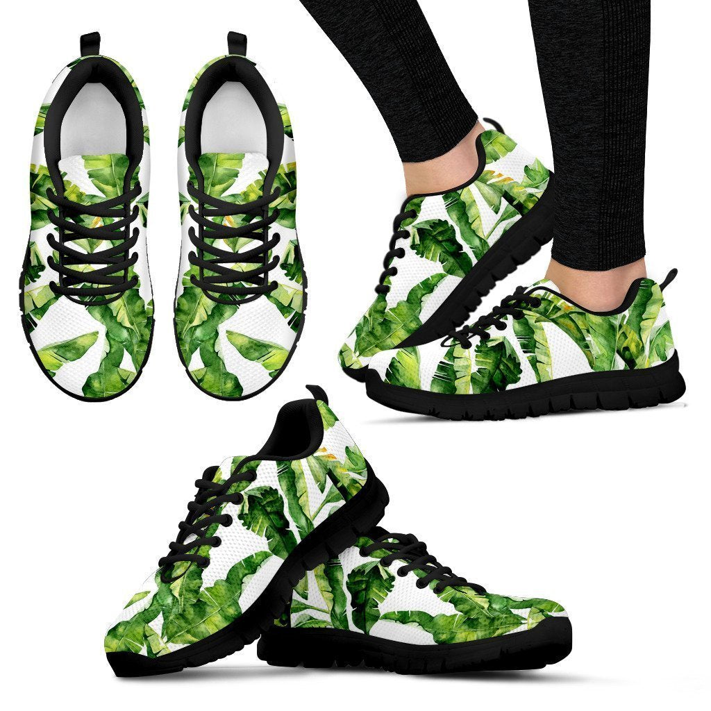 Tropical Banana Leaves Pattern Print Women's Sneakers