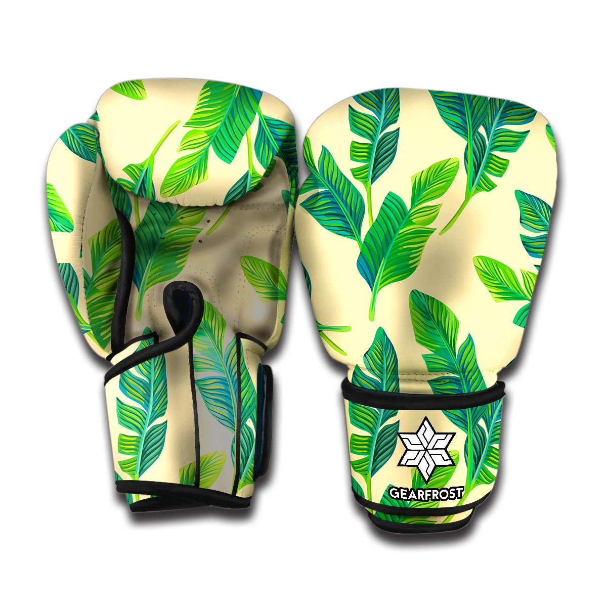 Tropical Banana Palm Leaf Pattern Print Boxing Gloves