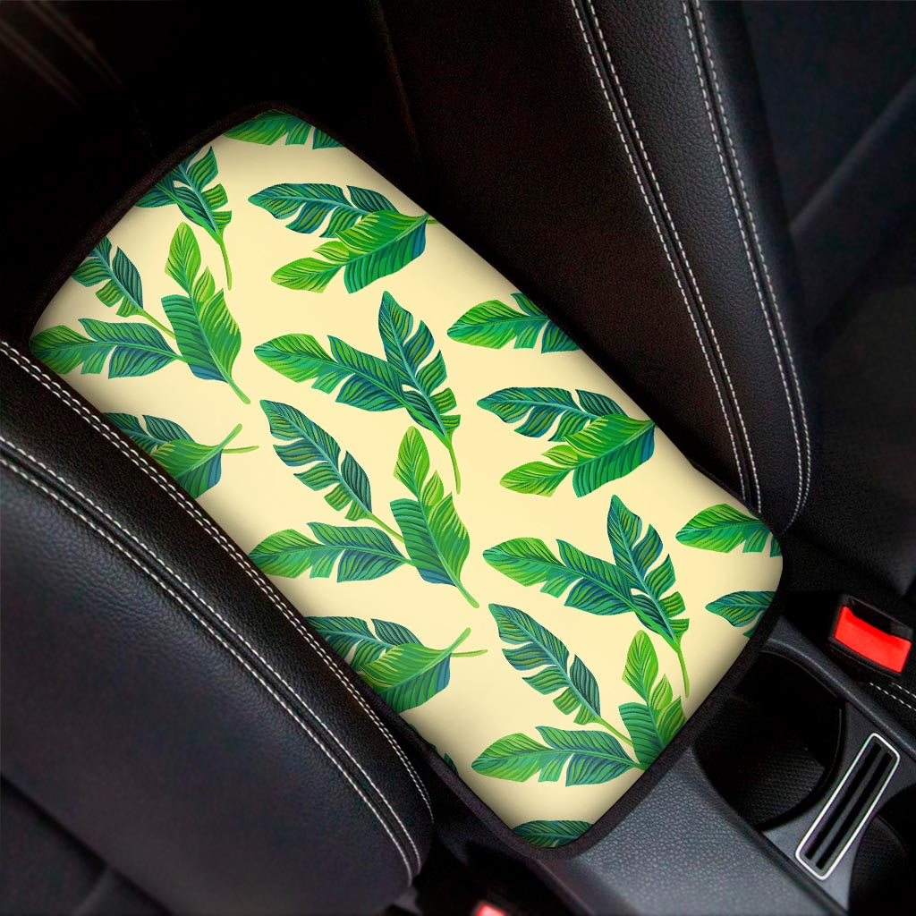 Tropical Banana Palm Leaf Pattern Print Car Center Console Cover