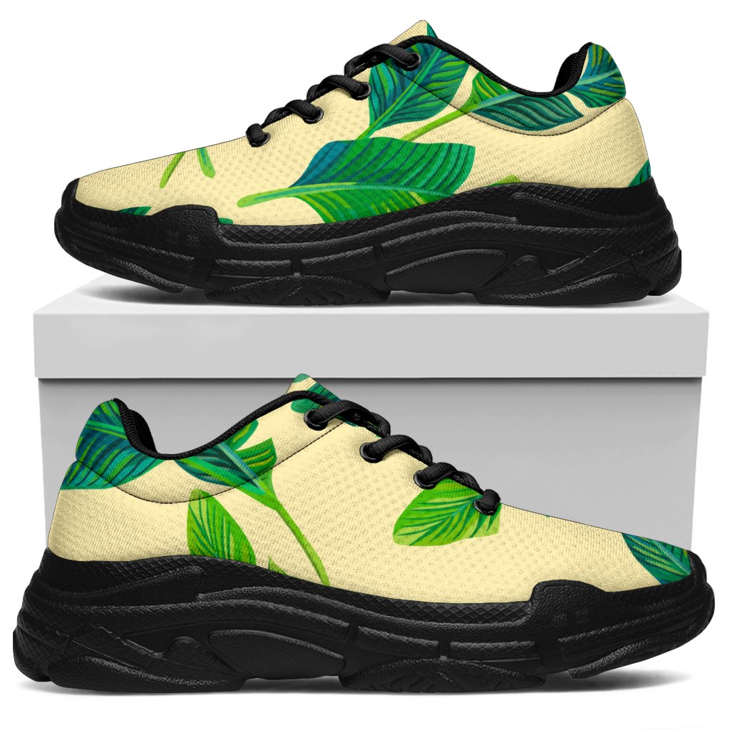 Tropical Banana Palm Leaf Pattern Print Chunky Sneakers