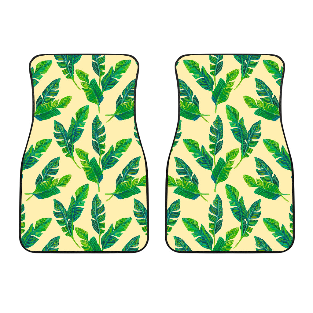 Tropical Banana Palm Leaf Pattern Print Front Car Floor Mats