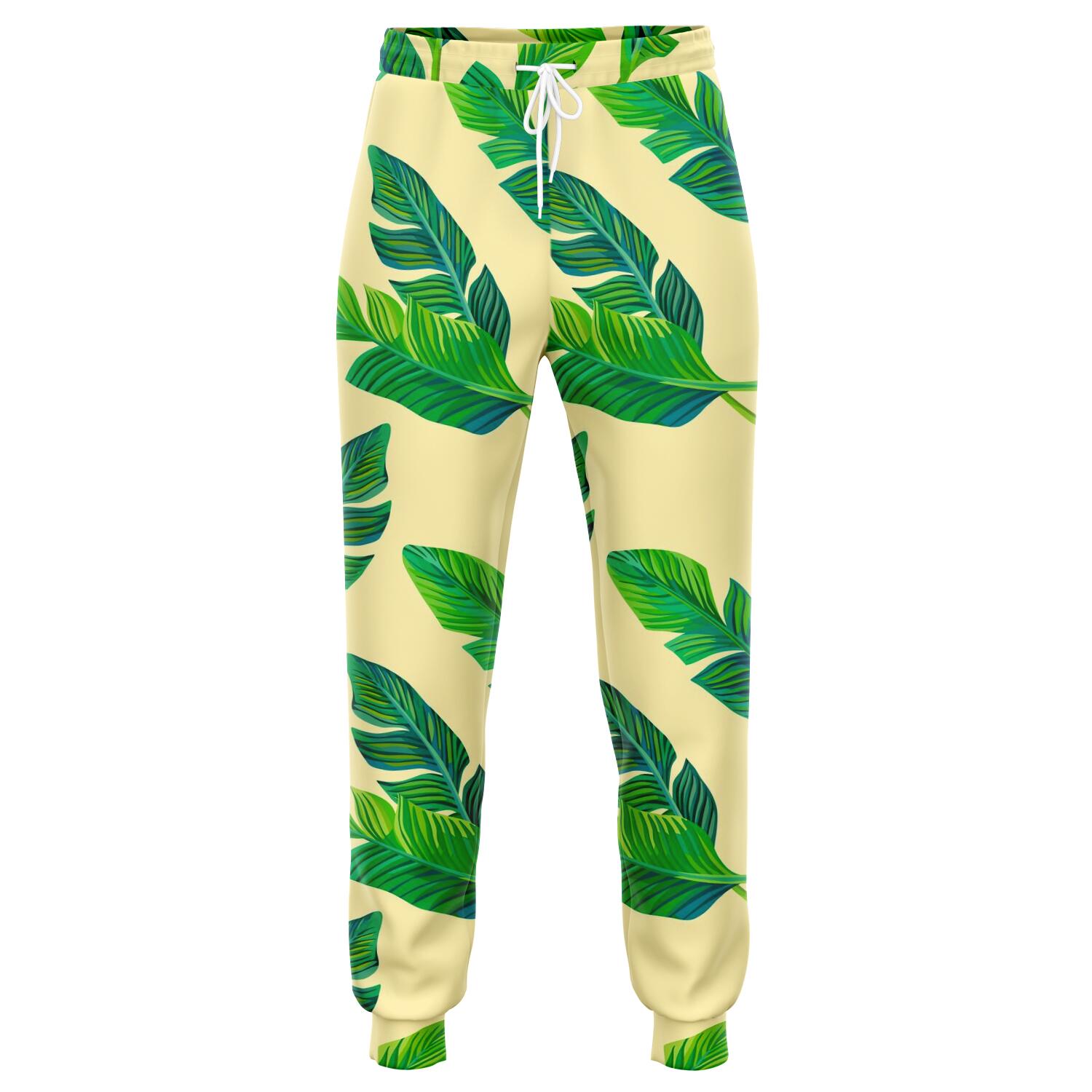 Tropical Banana Palm Leaf Pattern Print Jogger Pants